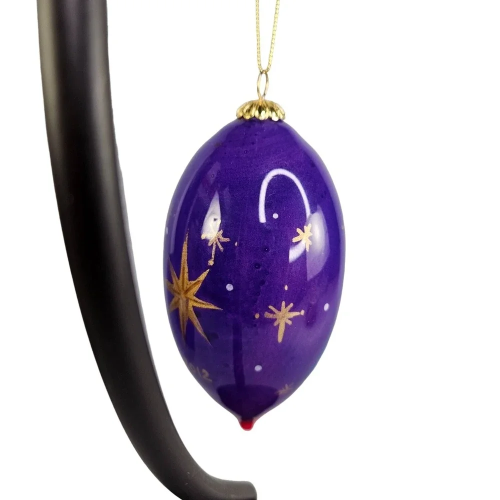 Pier 1 Li Bien Glass Ornament Madonna Jesus Mary 2012 Handpaint Teardrop Gift Bx